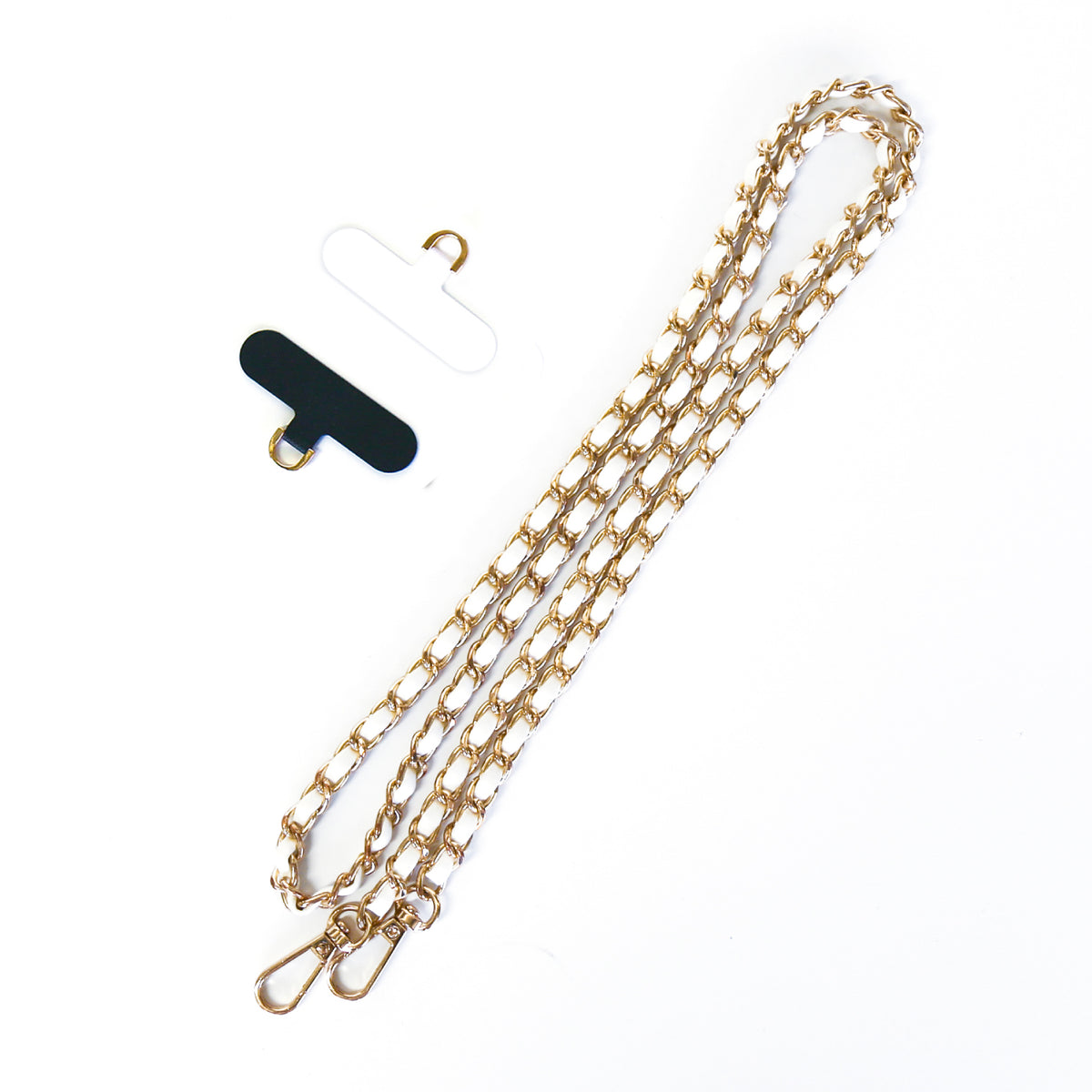 Bryten Vegan Leather Gold Chain Crossbody Phone Strap with 2 Tethers i